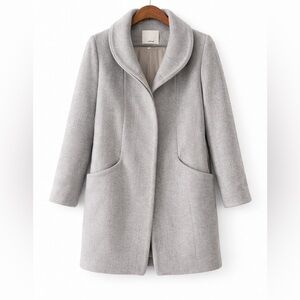 Wilfred Aritzia Wool Cashmere Coat Grey Shawl Collar Tailored Minimalist